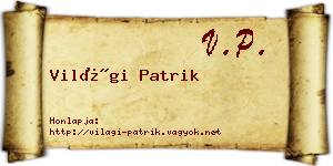 Világi Patrik névjegykártya